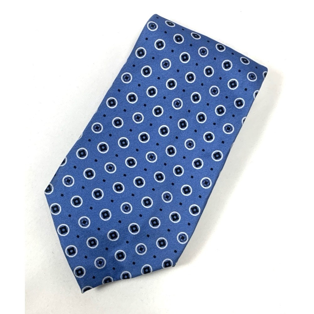 Izod Tie Mens Blue Silk Geo Print 3.75"x58" USA made Classic Summer Nautical